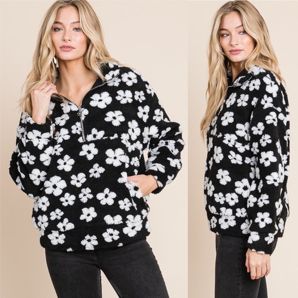 🦃24 HOUR SALE 🦃 Off The Clock Daisy Print Fleece Jacket - Picture 3 of 5